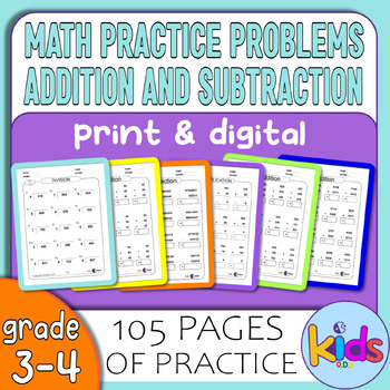 Preview of Math practice Worksheets Addition, Subtraction, Multiplication, and Division