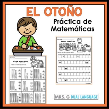 Preview of Otoño Practica de matemáticas / Math practice in Spanish FALL Theme