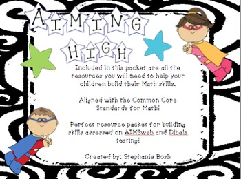 Preview of Math resources ~Common Core ~ perfect for preparing for AIMSweb or Dibels