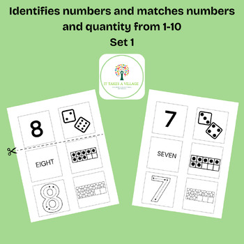 Preview of Math skills-Names numbers and match with same amount (ABLLS-R tasks R7,R8)