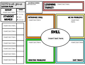 Math small Group Lesson Plan Template by Your Childs Classroom TPT
