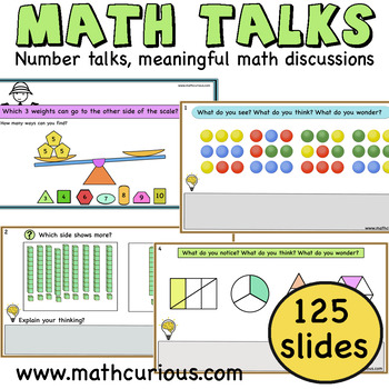 Preview of Math talks discussions warm-ups  number sense strategies print digital