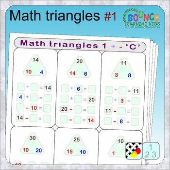 Preview of Addition & Subtraction math triangles | PDF distance learning sums practice