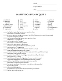 Math vocabulary quizzes