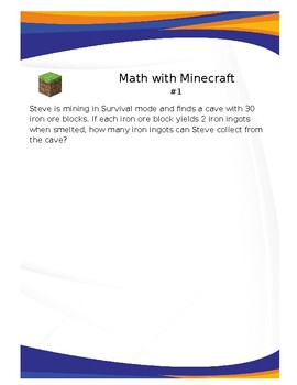 Preview of Math with Minecraft - REAL (FOR KIDS) WORLD PROBLEMS