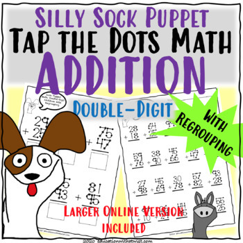 Preview of Tap the Dots Math Double Digit Addition With Regrouping Distance Learning