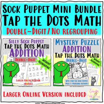 Preview of Tap the Dots Math Double Digit Addition Without Regrouping Mini Bundle