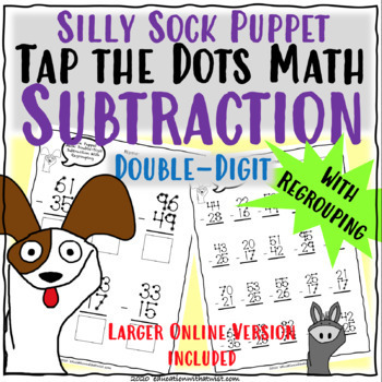 Preview of Tap the Dots Math Double Digit Subtraction With Regrouping Distance Learning