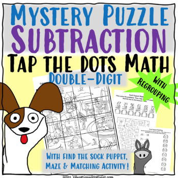 Preview of Tap the Dots Math Double Digit Subtraction With Regrouping Mystery Picture