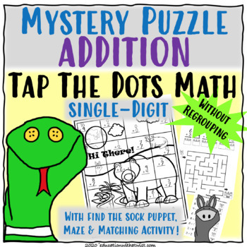 Preview of Tap the Dots Math Single Digit Addition Without Regrouping Mystery Picture