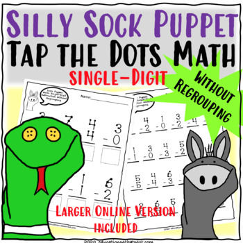 Preview of Tap the Dots Math Single Digit Subtraction Without Regrouping Distance Learning
