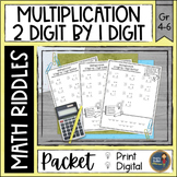 Multiplication 2 digit x 1 digit Math with Riddles Distanc