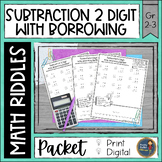Subtraction 2 Digit with Borrowing Math Riddles Distance L