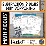 Subtraction 3 Digit with Borrowing Math with Riddles Dista