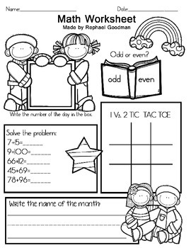 math worksheet free item from my 6 year old tpt