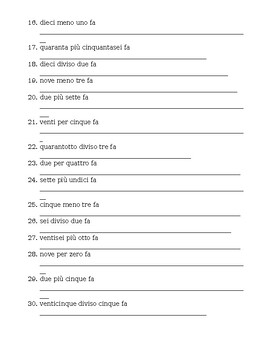Numeri (Numbers in Italian) Matematica Worksheet by jer520 LLC | TPT