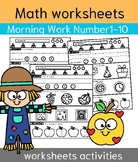 Math worksheets Morning Work Number1-10 worksheets activities