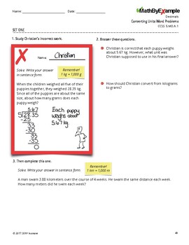 Preview of MathByExample, Converting Units Word Problems