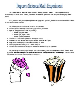Preview of Best Popping Popcorn Experiment Scientific Method