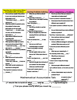 Preview of Mathematical Accountable Talk Discussion Starters for Kids