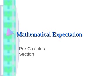 Preview of Mathematical Expectation  (Expected Value)