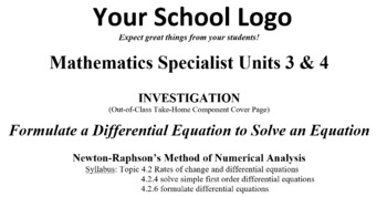 Preview of Mathematical Investigation (Formulate a DE to Solve an Equation)