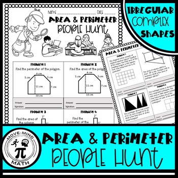 Preview of Math "Find Someone Who": Area & Perimeter of Irregular Shapes & Complex Figures