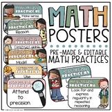 Mathematical Practices | Editable Math Posters | Boho Neutrals