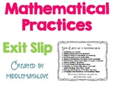 Mathematical Practices Reflection Exit Slip