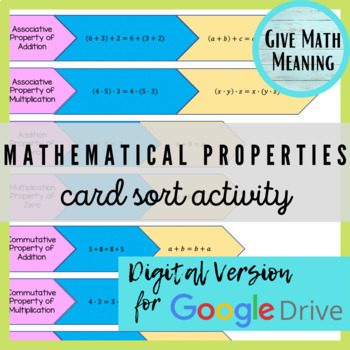 Preview of Mathematical Properties Card Sort [DIGITAL - GOOGLE SLIDES]