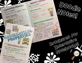 Preview of Mathematical Properties - Decorated Notes Brochure for Interactive Notebooks