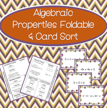 Preview of Algebraic Properties Foldable and Card Sort