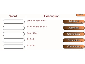 Preview of Mathematical Properties Matching Column