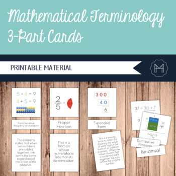 Preview of Mathematical Terminology 3-Part Cards