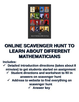 Preview of Mathematician Internet Scavenger Hunt