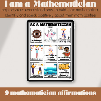 Preview of "I Am A Mathematician" Daily Affirmation Poster/Anchor Chart