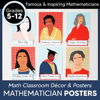 Preview of Mathematician Posters Bulletin Board Classroom Decor for Math Teachers