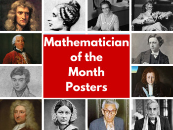 Preview of Mathematician of the Month Posters - 12 double A3 sized posters