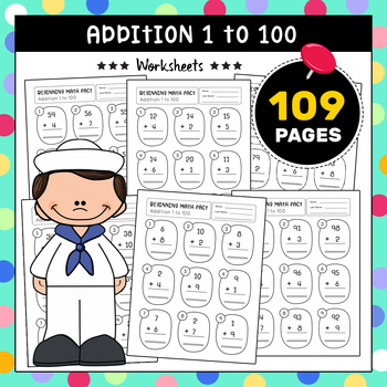 Preview of 2 Digit Addition 1-100, Basic Math Facts, Addition to One Hundred, Mathematics