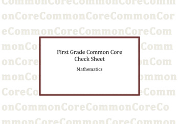 Preview of First Grade Mathematics Common Core Checklist