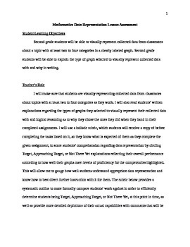 Preview of Mathematics Data Representation Lesson Assessment