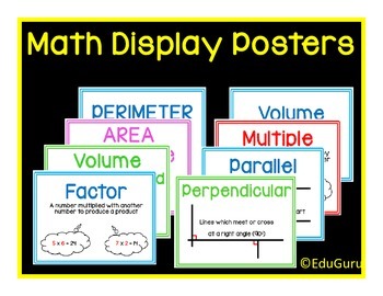Preview of Mathematics Word Wall Vocabulary FREEBIE