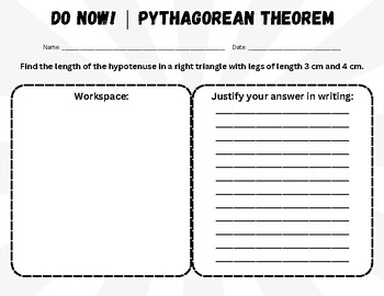 Preview of 'Do Now' Math Practice Worksheets: Pythagorean Theorem (10 Worksheets!)
