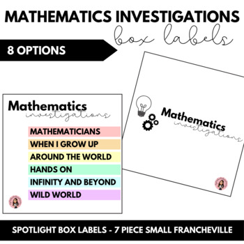 Preview of Mathematics Investigations BONUS PACK - Box Labels