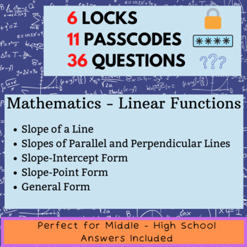 Preview of Mathematics - Linear Functions - Escape Room