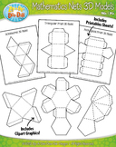 Mathematics Nets 3D Models Clipart and Sheet Set {Zip-A-De