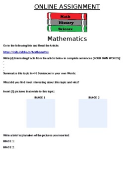 Preview of Mathematics Online Assignment