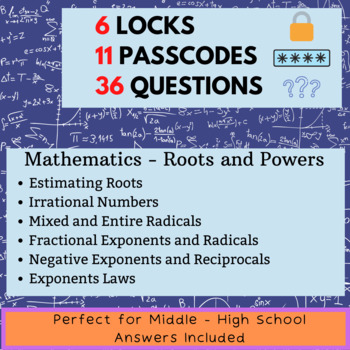 Preview of Mathematics - Roots and Powers - Escape Room