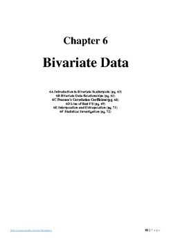 Preview of Mathematics Standard Bivariate Data Workbook