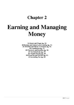 Preview of Mathematics Standard Earning and Managing Money